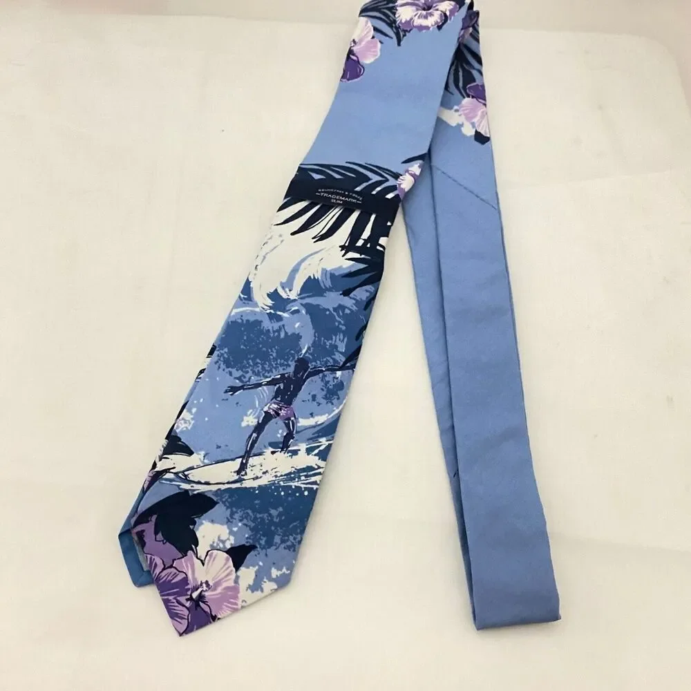 #5632 Roundtree and Yorke Purple Novelty Mens Hawaiian Surfer Necktie, Tie 57X3